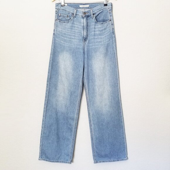 Levi’s Premium High Loose Wide Leg Denim Jeans 28 Let’s Stay In Hemp Blend $108 - Picture 6 of 16